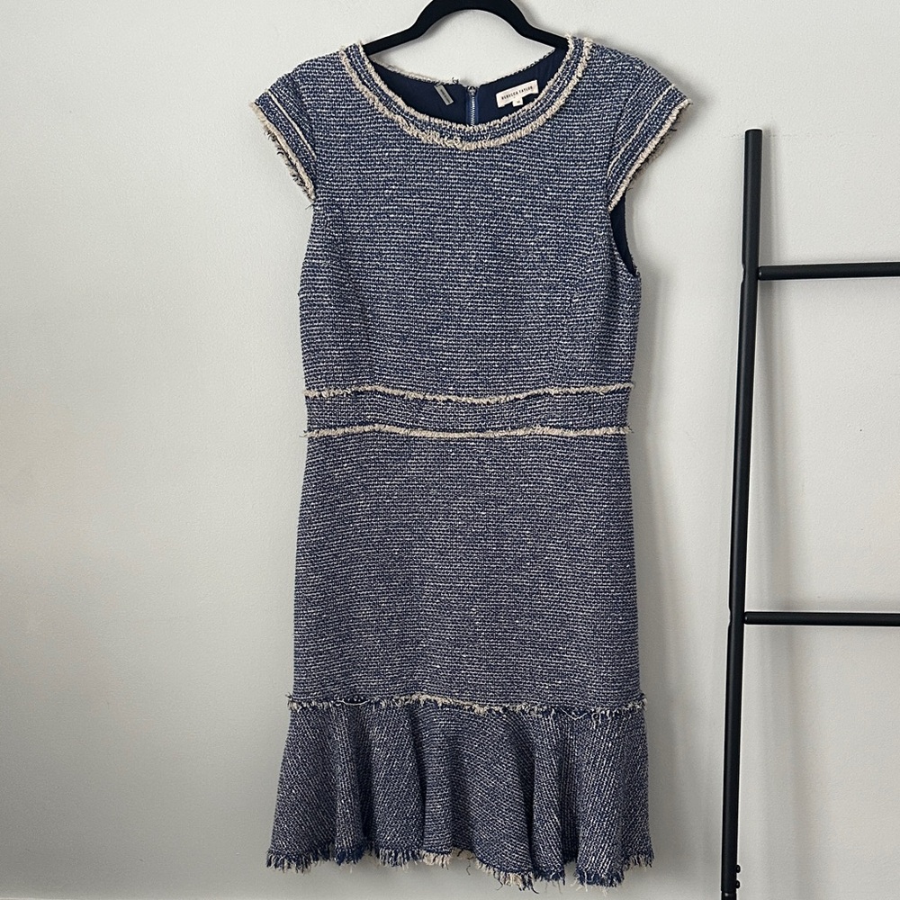 Rebecca Taylor Blue and Cream Tweed Dress